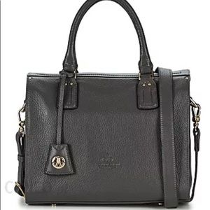 Porchet Paris Black Leather Tote with removable strap and Magnet closure.